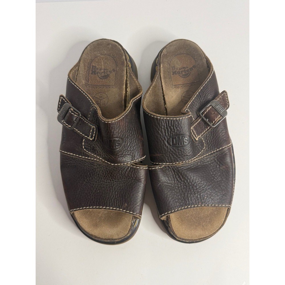 Dr. Martens Mens Brown Leather Buckle Slide Sandals AirWair 11 UK 12‎ US